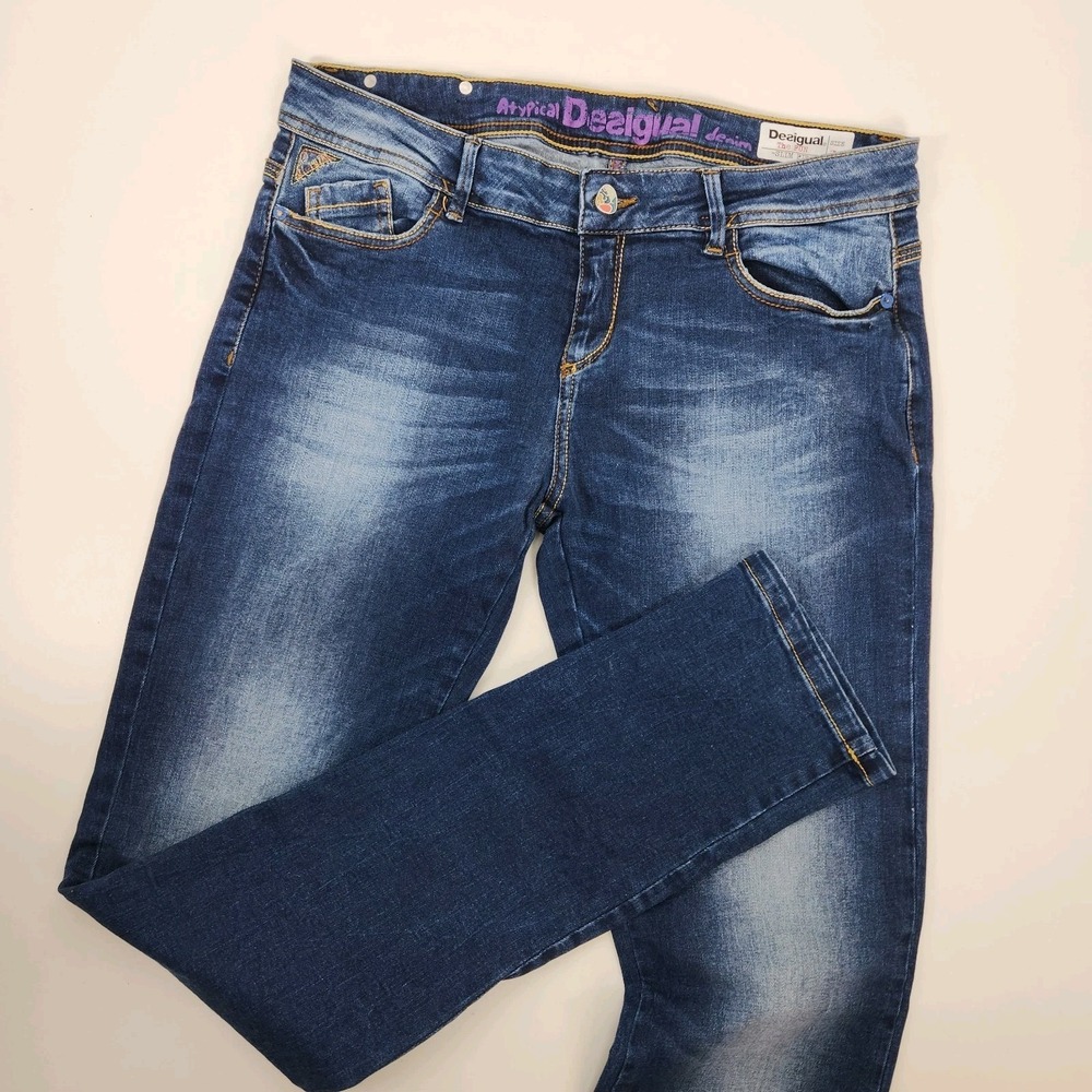 DESIGUAL Women's The Fun Slim Fit Jeans Size 34 Colorful Fun Atypical‎ Denim